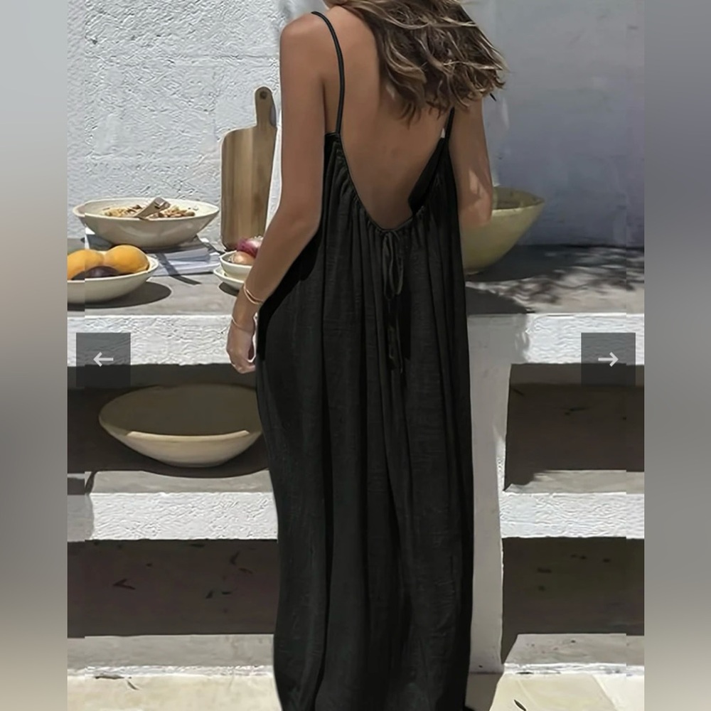 SHECURVE Adjustable Black Maxi Dress - M (new)